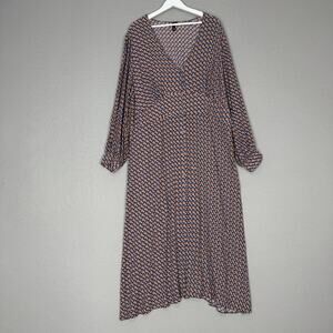 Nobody's Child Dress Womens 20 Purple Siri Tea Button Midi Geometric Retro Mod